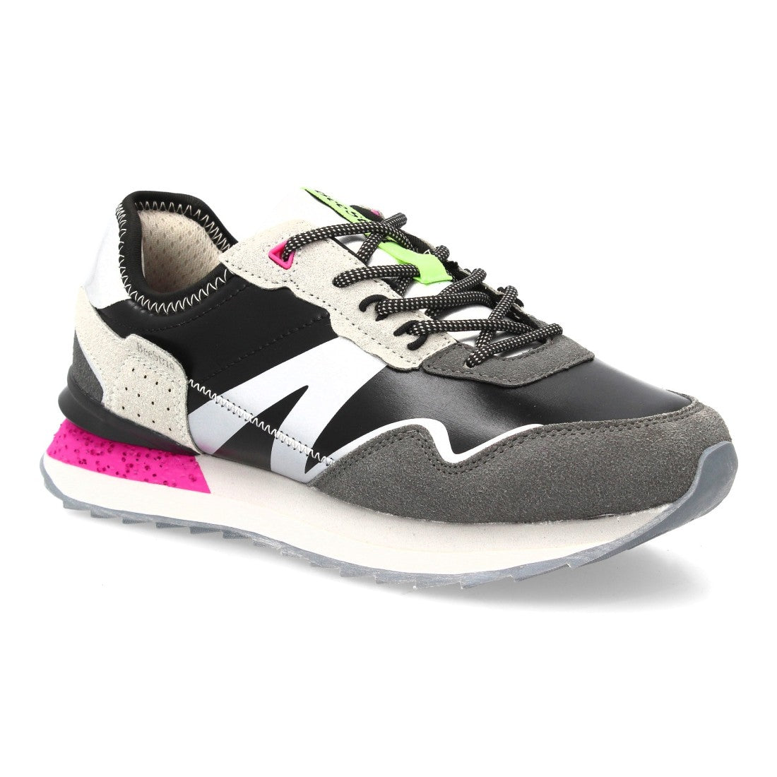 Zapatilla deportiva de diseño urbano de mujer con cierre de cordones - Negro