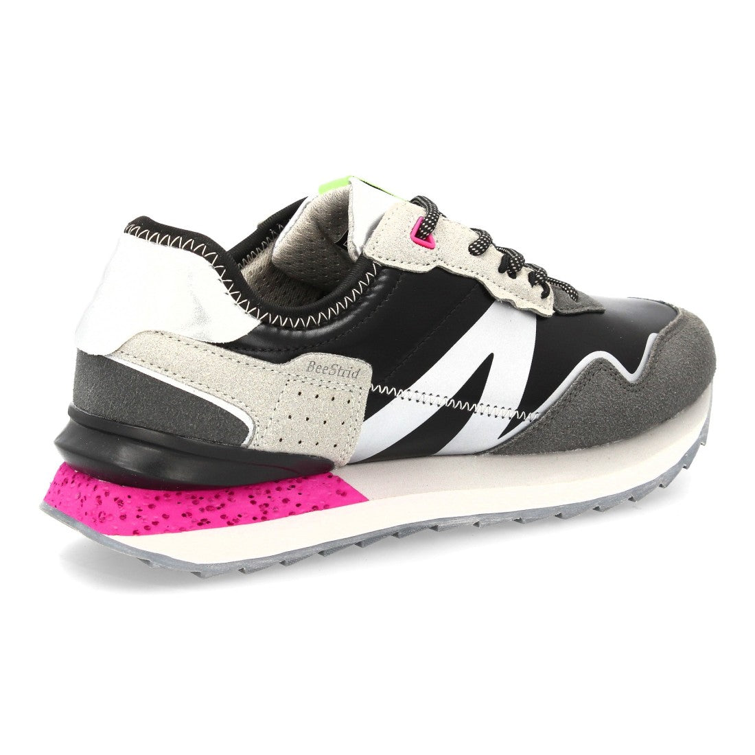 Zapatilla deportiva de diseño urbano de mujer con cierre de cordones - Negro