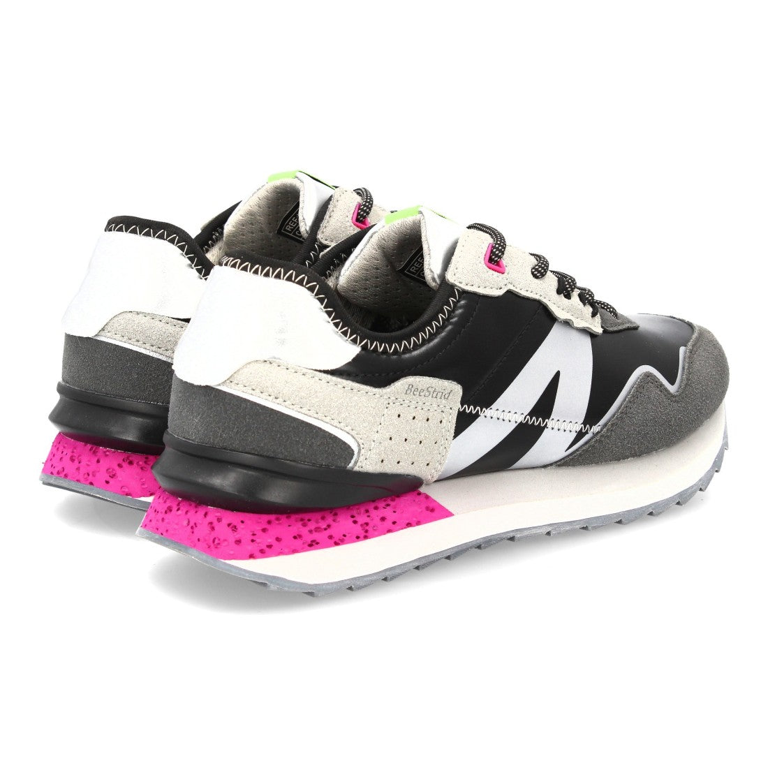 Zapatilla deportiva de diseño urbano de mujer con cierre de cordones - Negro