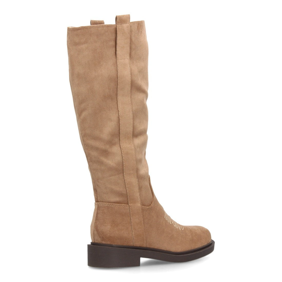 Bota alta de mujer con inspiración cowboy y detalle de bordado frontal - Apricot