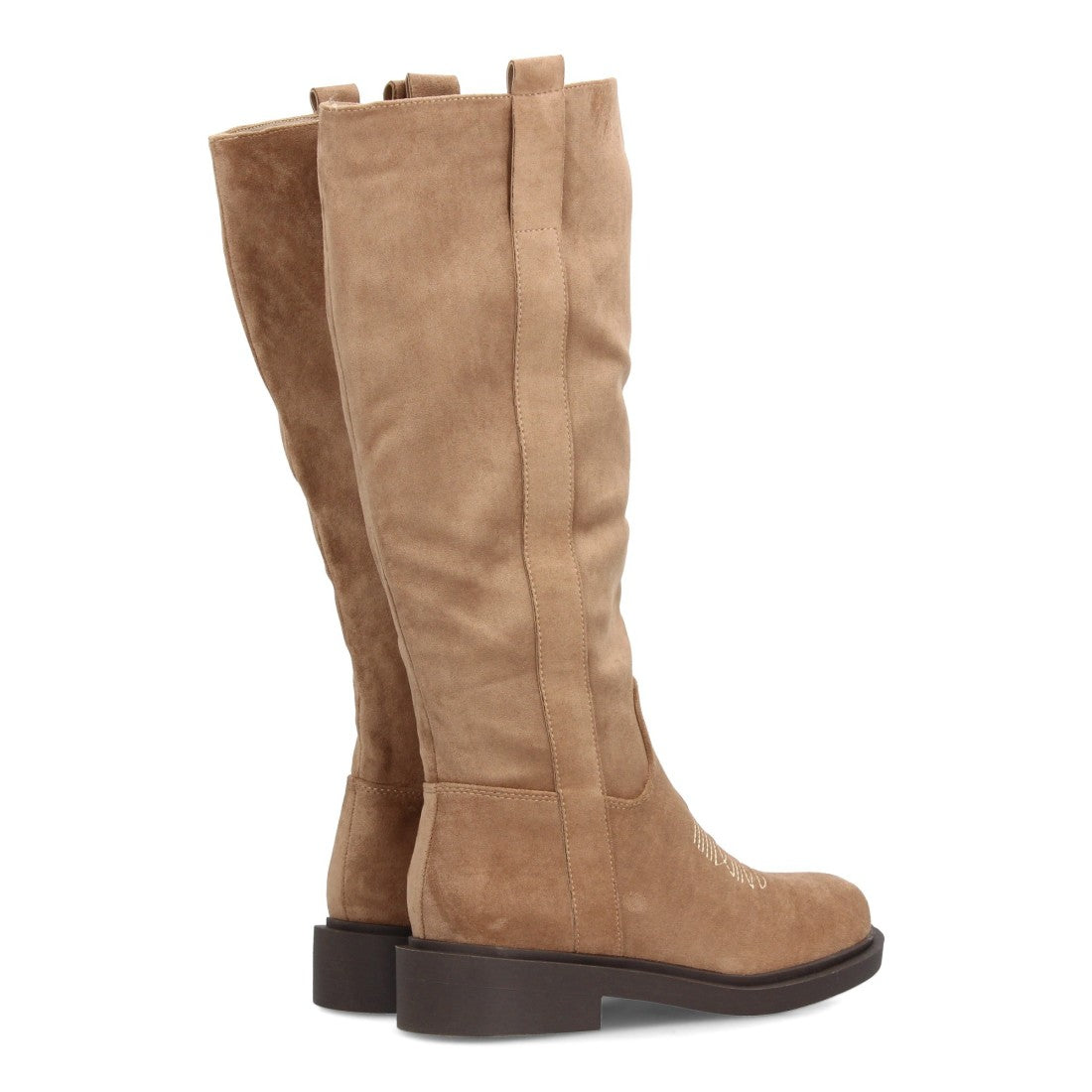 Bota alta de mujer con inspiración cowboy y detalle de bordado frontal - Apricot