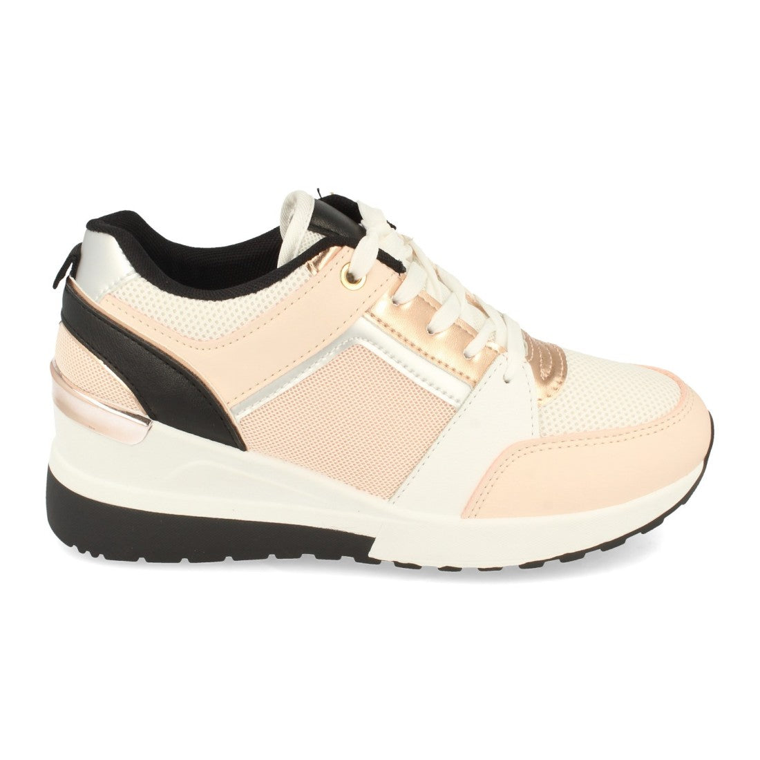 Zapatilla de cuña de mujer con detalle metálico en el talón - Rosa (Ref. 1CD-1206)