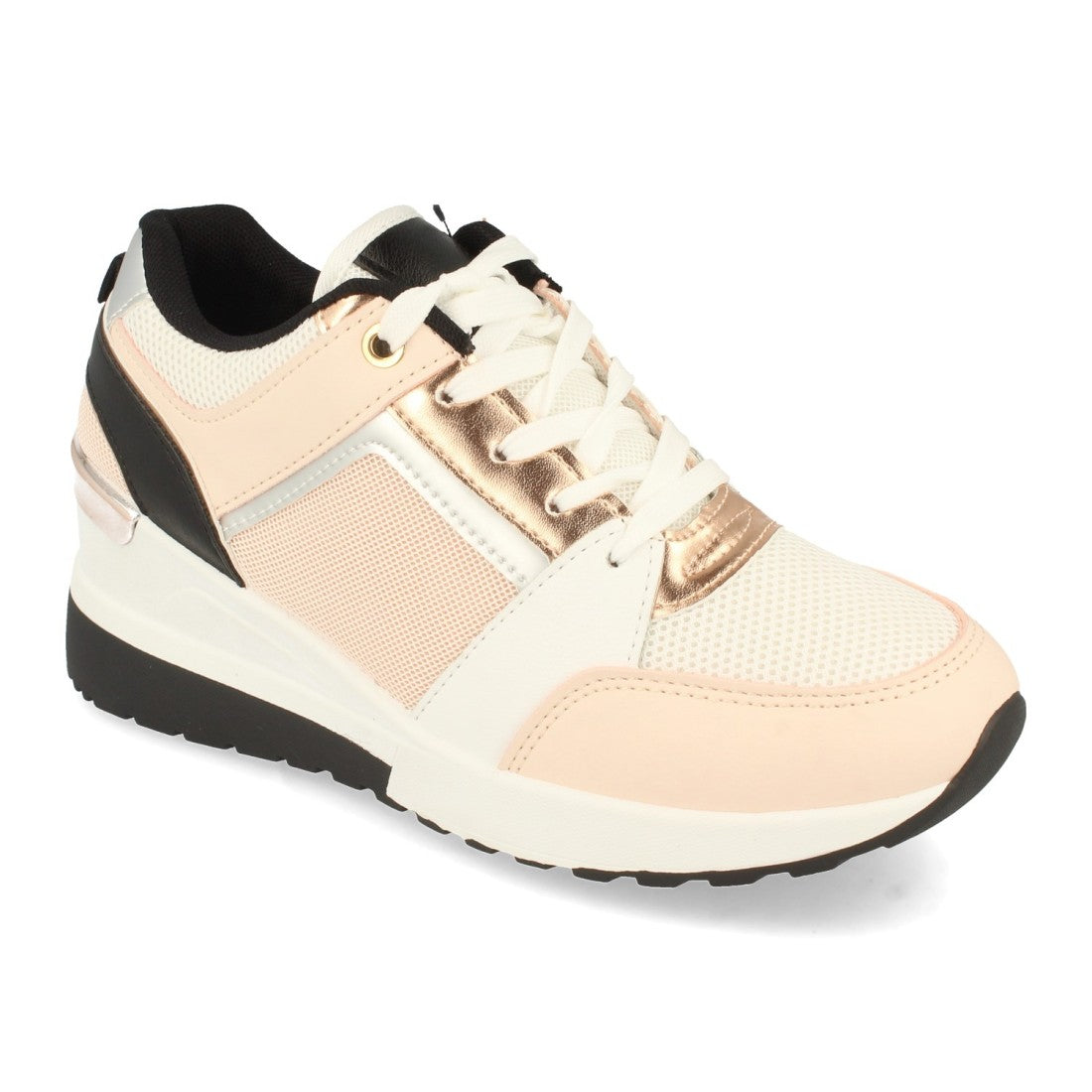 Zapatilla de cuña de mujer con detalle metálico en el talón - Rosa (Ref. 1CD-1206)
