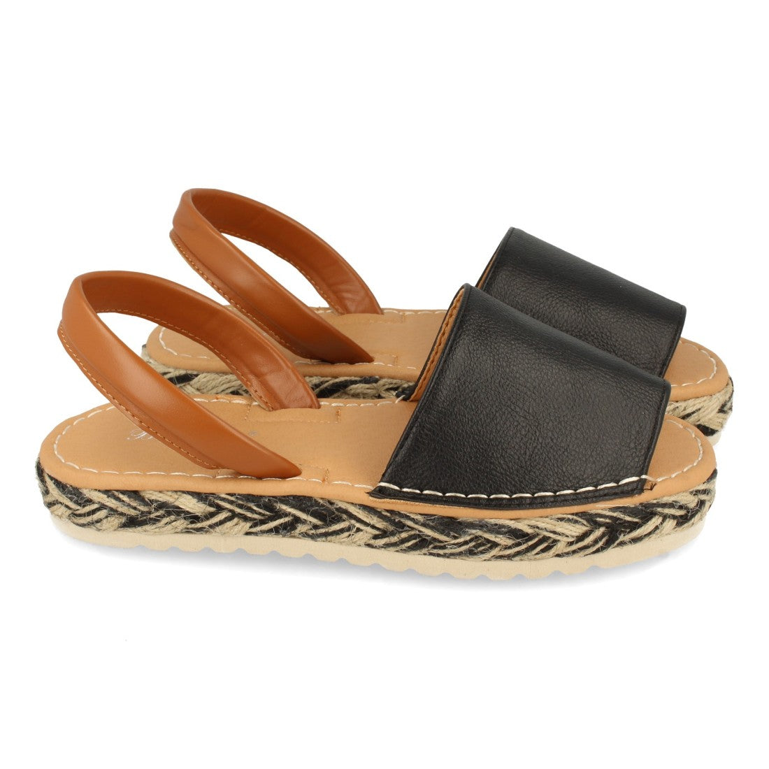 Sandalia plana de mujer forrada de yute multicolor
