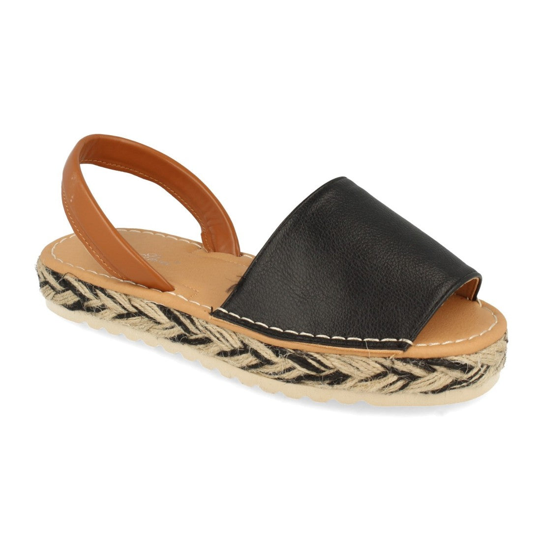 Sandalia plana de mujer forrada de yute multicolor