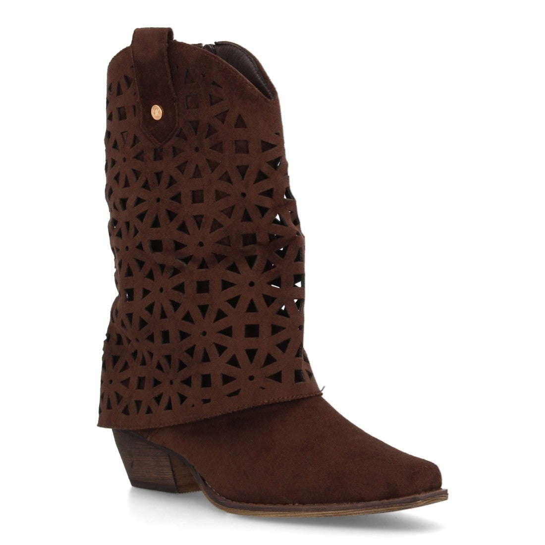 Botas cowboy de media caña diseño troquelado de formas geométricas de mujer
