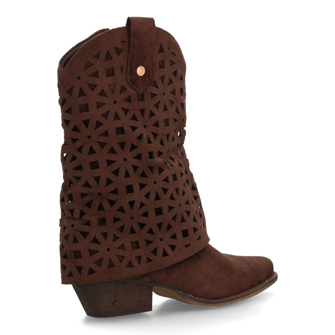 Botas cowboy de media caña diseño troquelado de formas geométricas de mujer