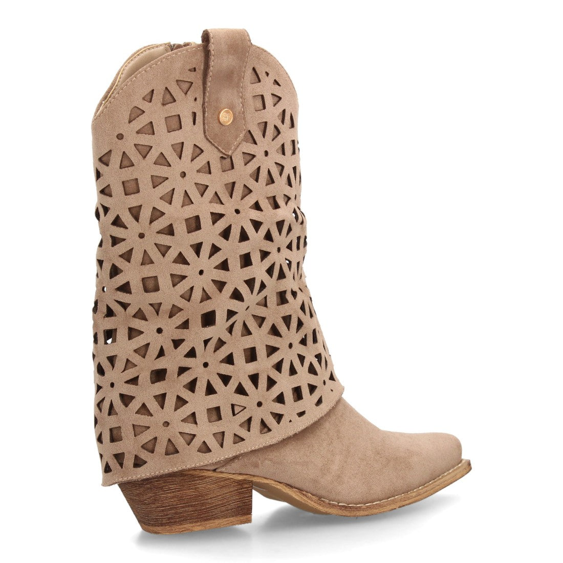 Botas cowboy de media caña diseño troquelado de formas geométricas de mujer