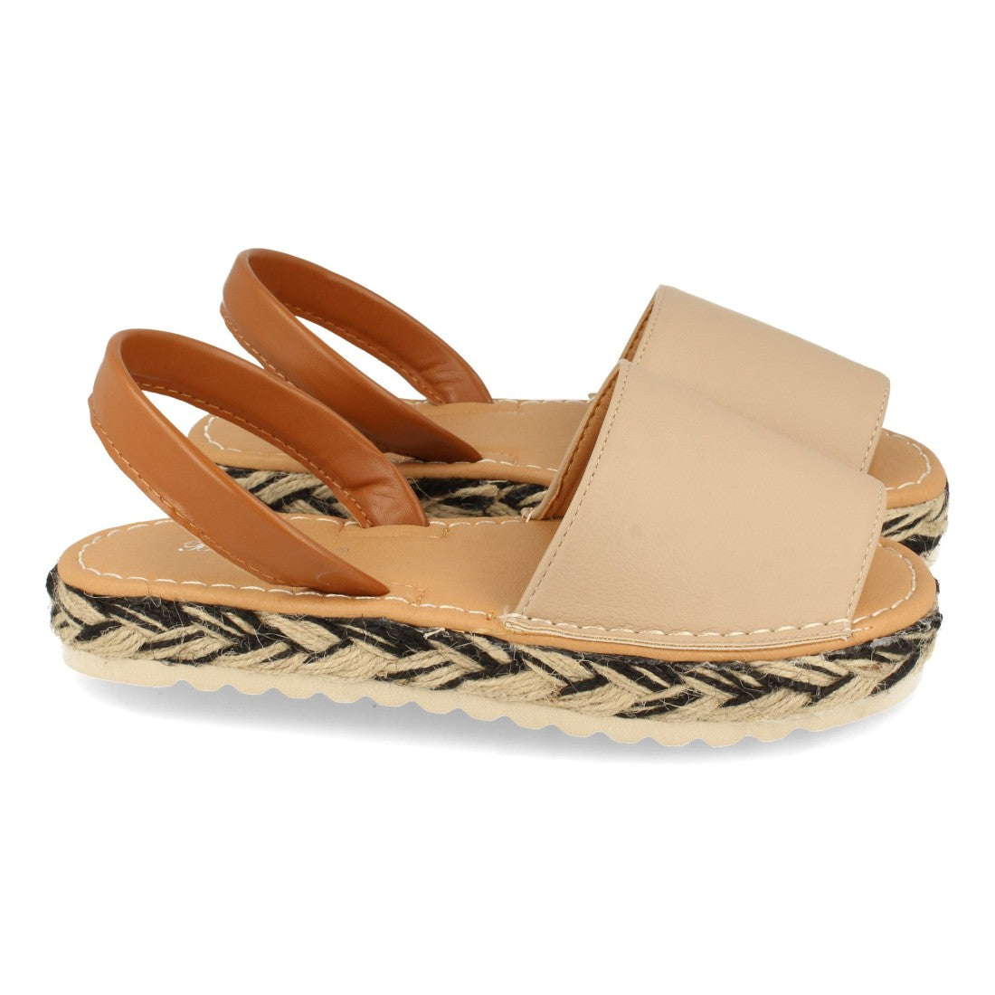 Sandalia plana de mujer forrada de yute multicolor