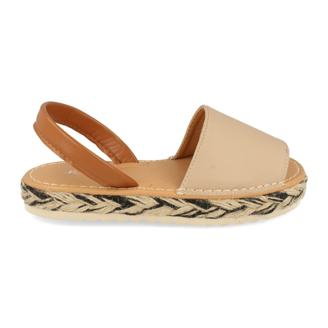 Sandalia plana de mujer forrada de yute multicolor