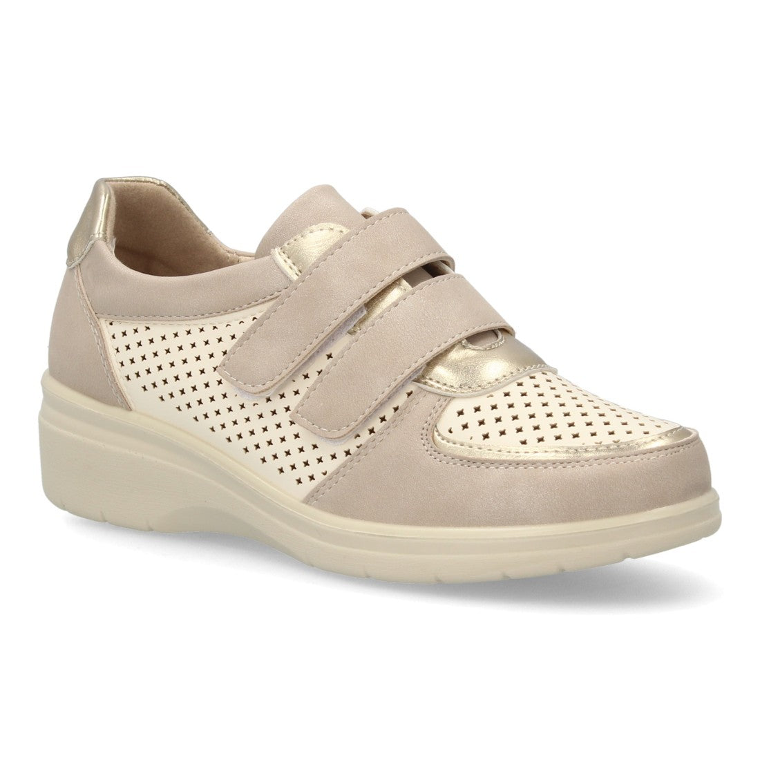 Zapatillas confort de mujer con detalles metalizados