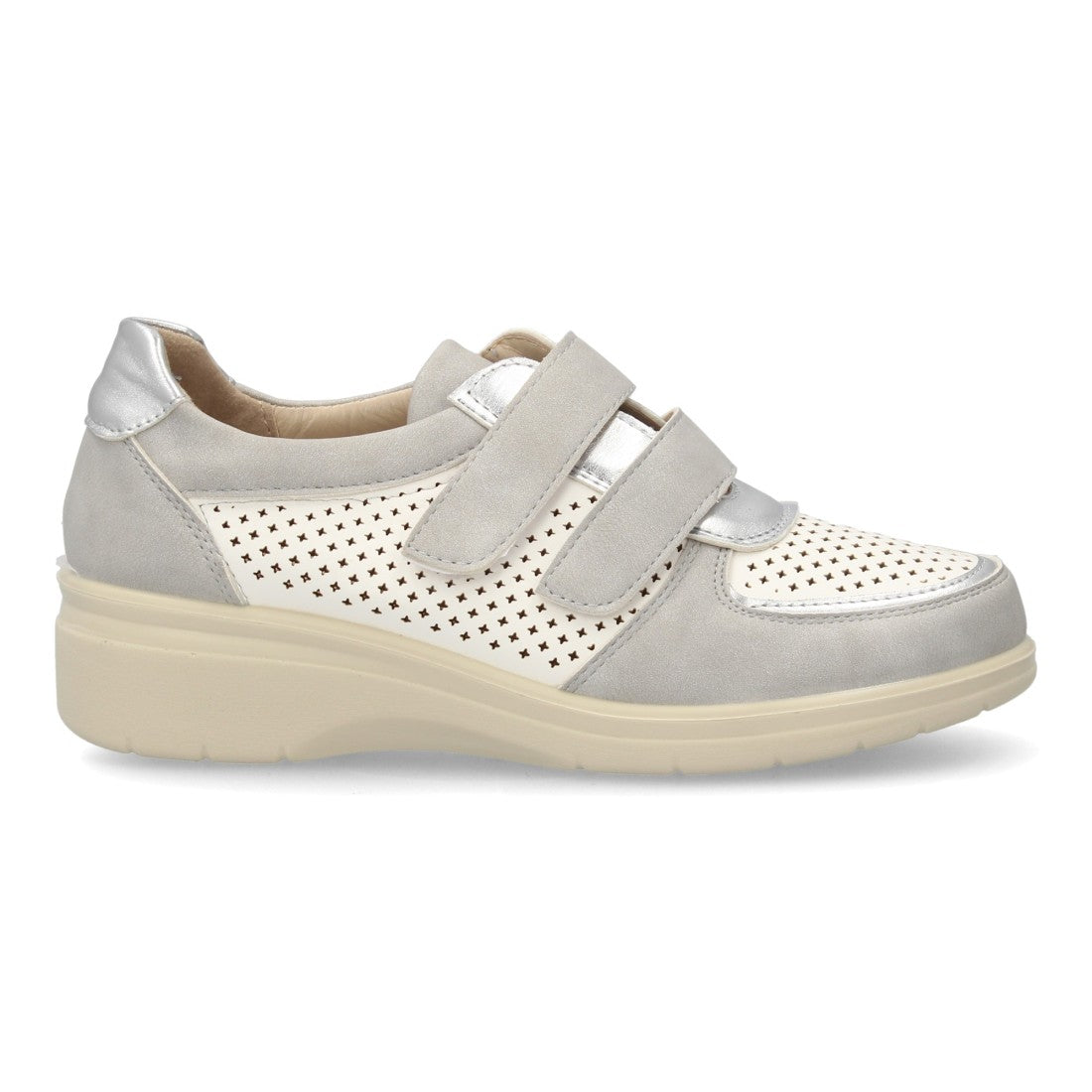 Zapatillas confort de mujer con detalles metalizados - Plata