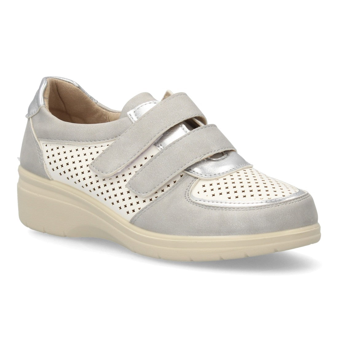 Zapatillas confort de mujer con detalles metalizados - Plata