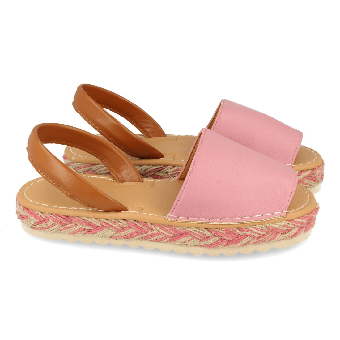 Sandalia plana de mujer forrada de yute multicolor