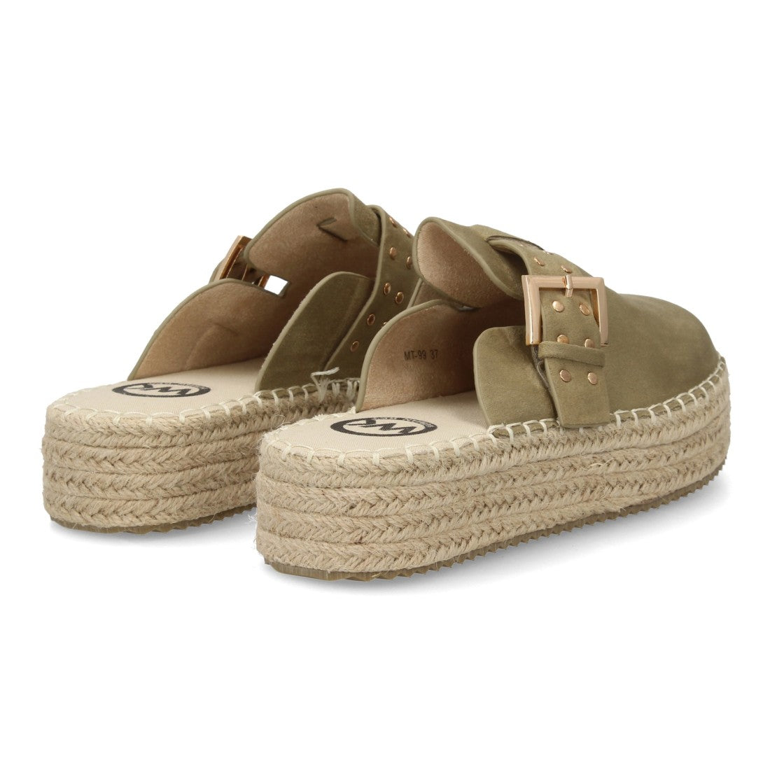 Sandalias tipo zueco de plataforma de mujer - Verde