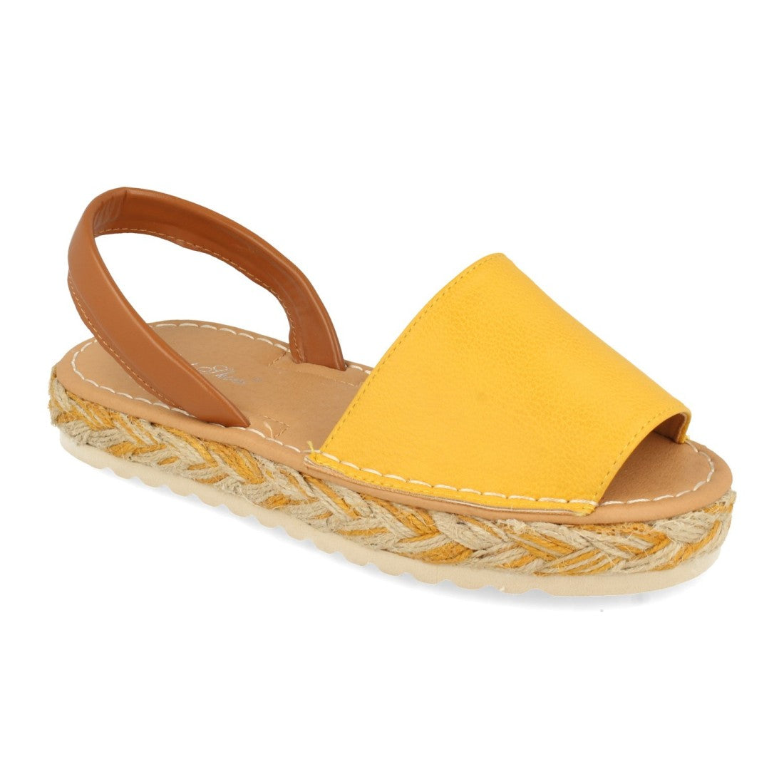 Sandalia plana de mujer forrada de yute multicolor