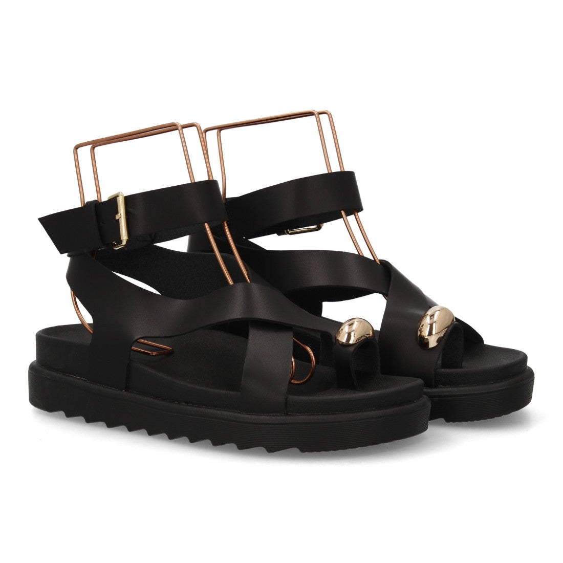 Sandalias de mujer con diseño de tiras anchas entrelazadas
