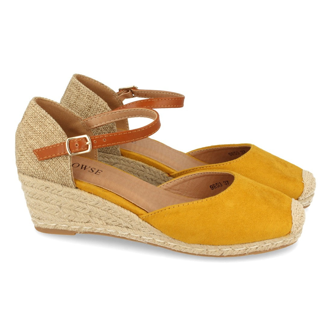 Sandalia de mujer con cuña de yute - Amarillo (Ref. 9R53)