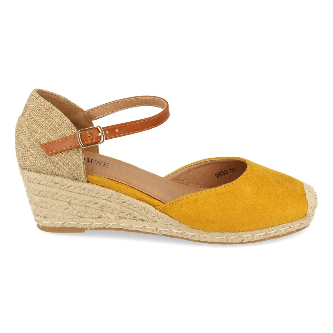 Sandalia de mujer con cuña de yute - Amarillo (Ref. 9R53)