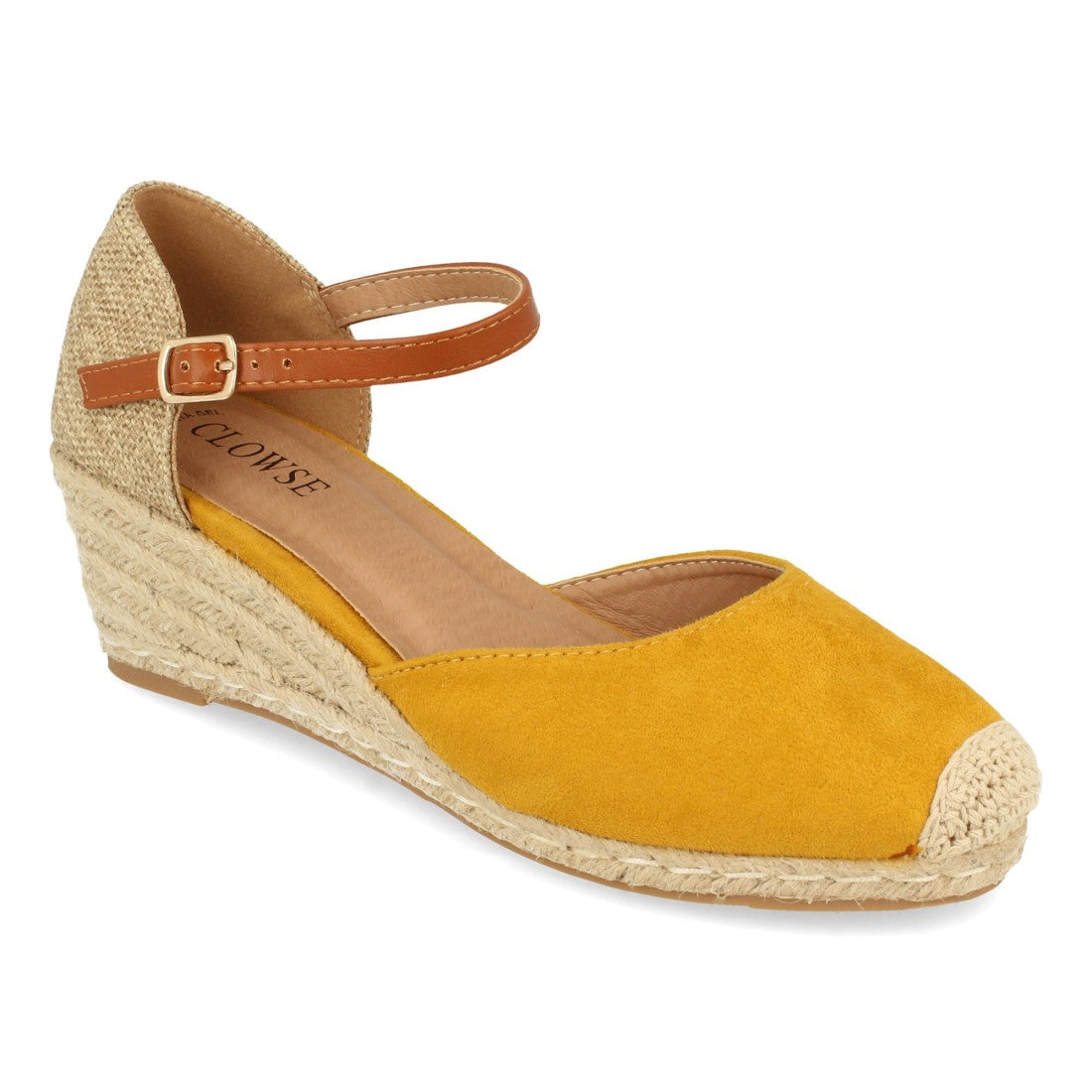 Sandalia de mujer con cuña de yute - Amarillo (Ref. 9R53)