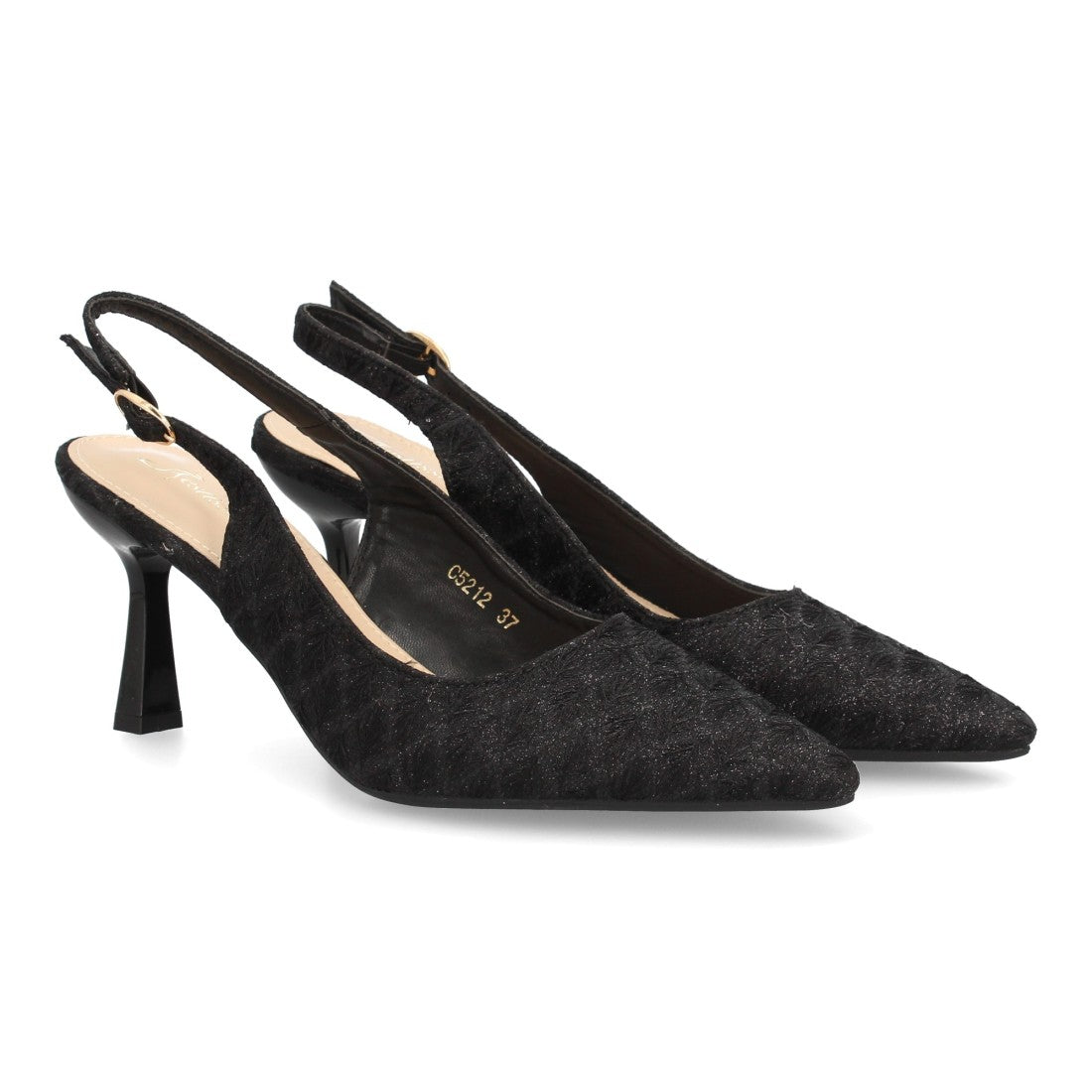 Zapato destalonado de tacón fino de mujer con punta cerrada