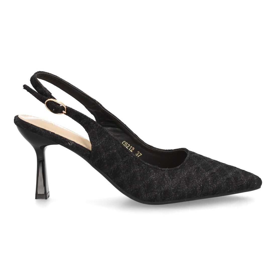 Zapato destalonado de tacón fino de mujer con punta cerrada