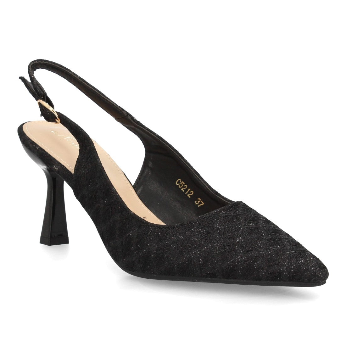 Zapato destalonado de tacón fino de mujer con punta cerrada
