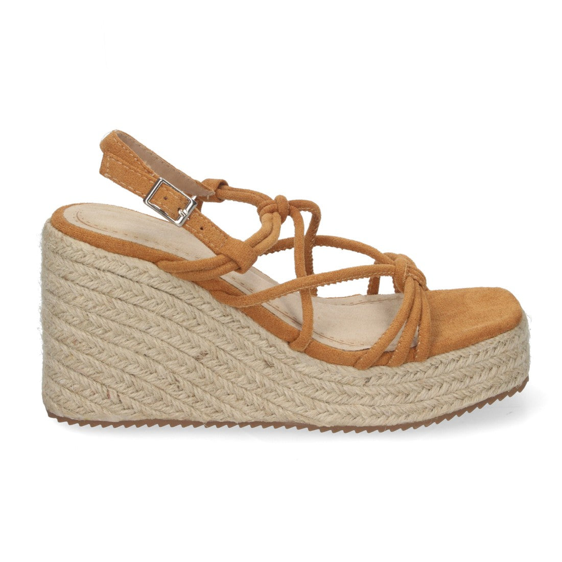 Sandalias de cuña de yute de mujer - Camel