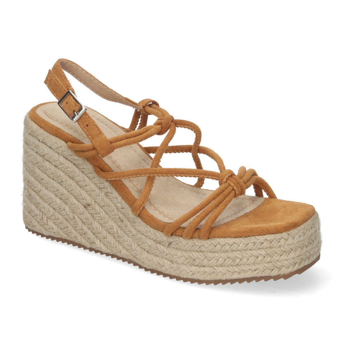 Sandalias de cuña de yute de mujer - Camel