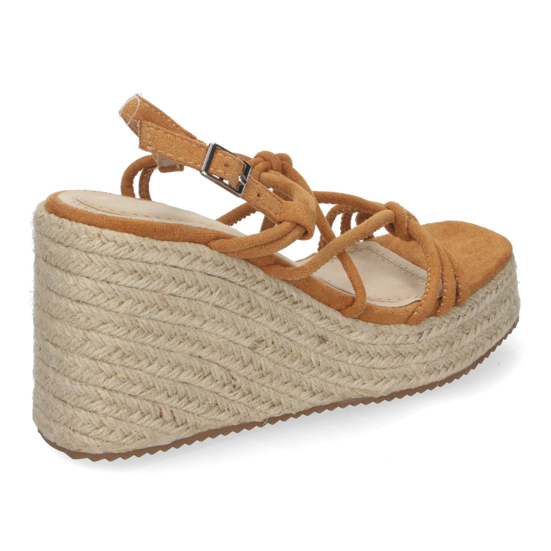 Sandalias de cuña de yute de mujer - Camel