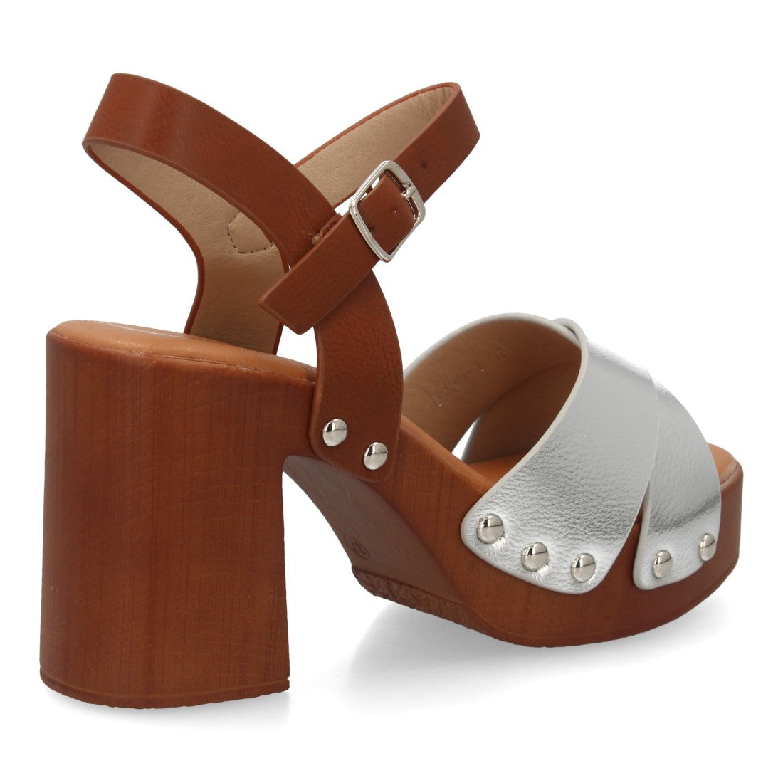 Sandalia de mujer con plataforma y tacón ancho estilo madera