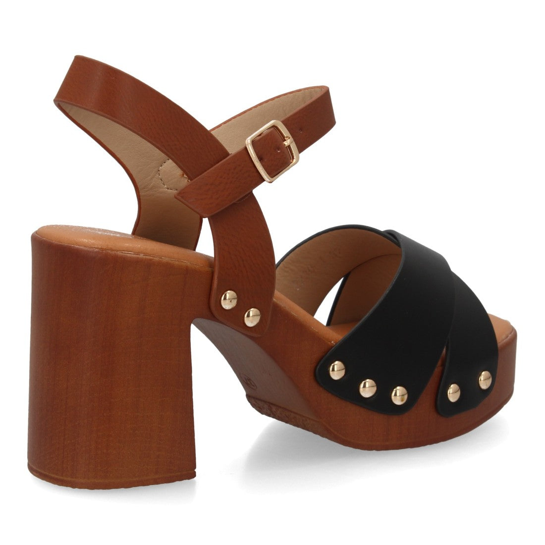 Sandalia de mujer con plataforma y tacón ancho estilo madera