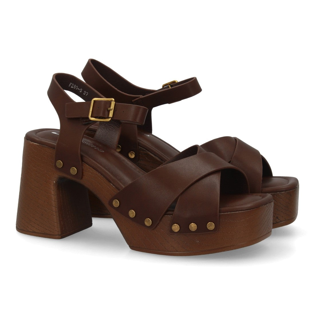 Sandalia de mujer con plataforma y tacón ancho estilo madera