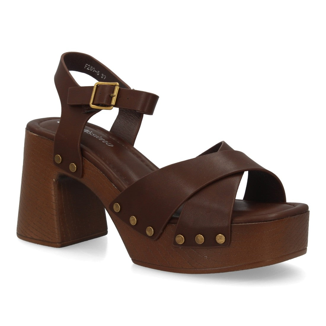 Sandalia de mujer con plataforma y tacón ancho estilo madera