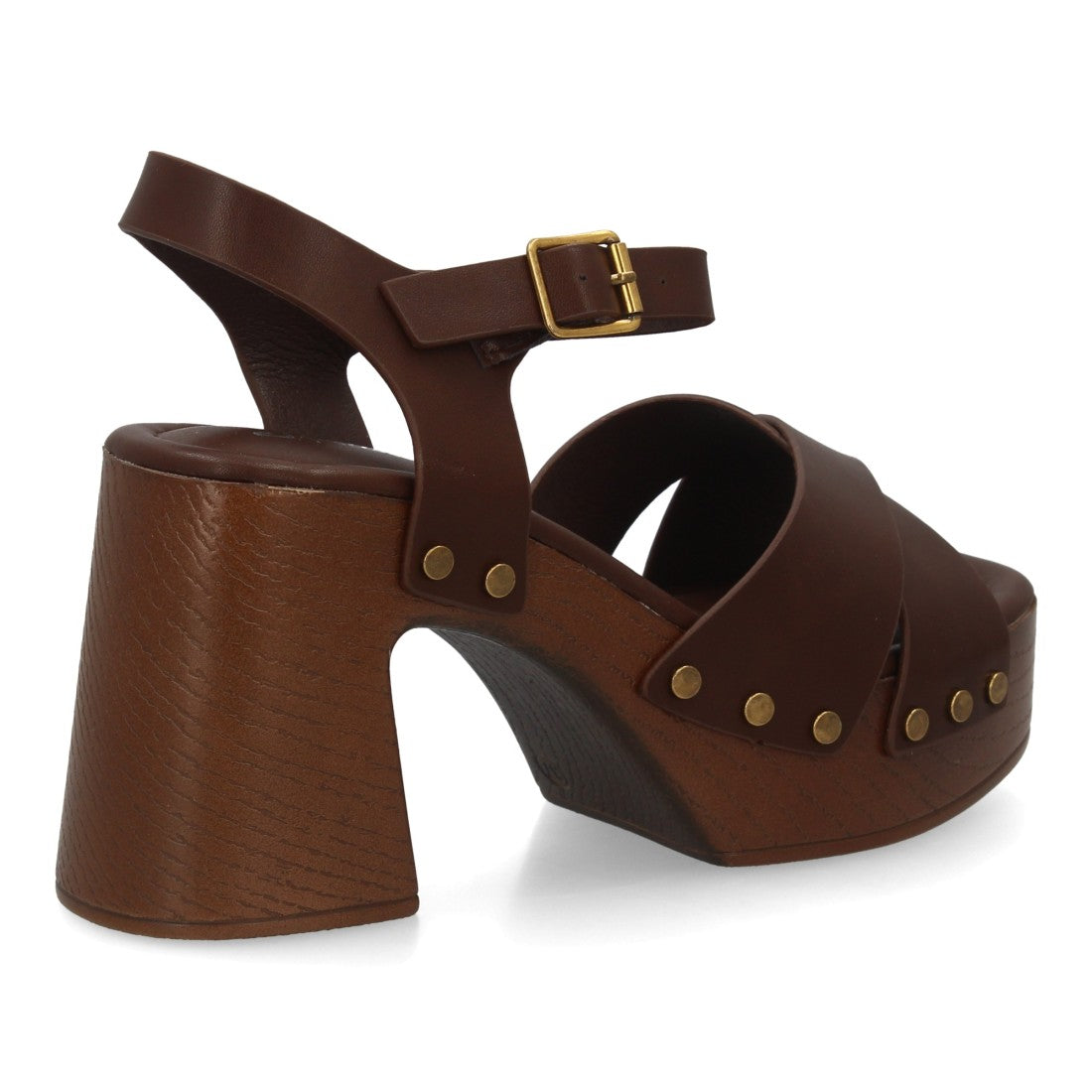 Sandalia de mujer con plataforma y tacón ancho estilo madera
