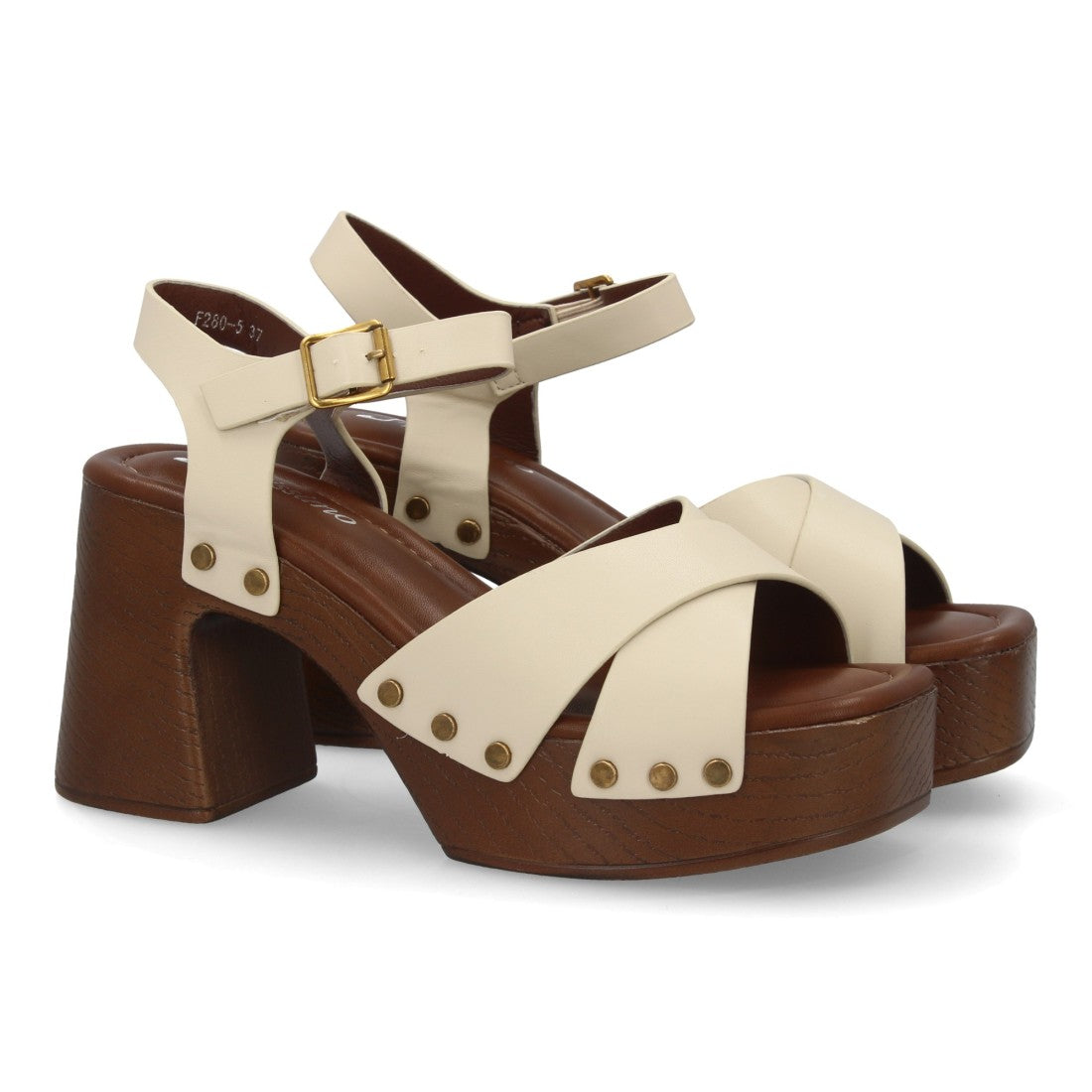 Sandalia de mujer con plataforma y tacón ancho estilo madera