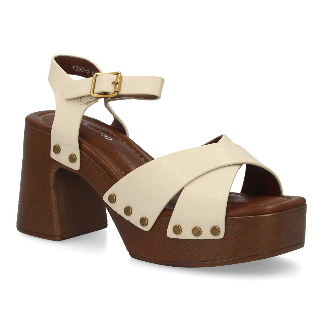 Sandalia de mujer con plataforma y tacón ancho estilo madera