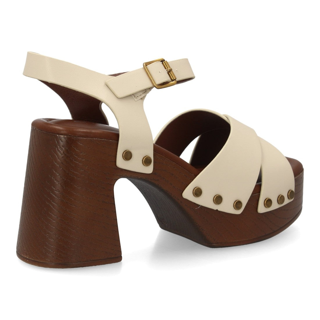 Sandalia de mujer con plataforma y tacón ancho estilo madera
