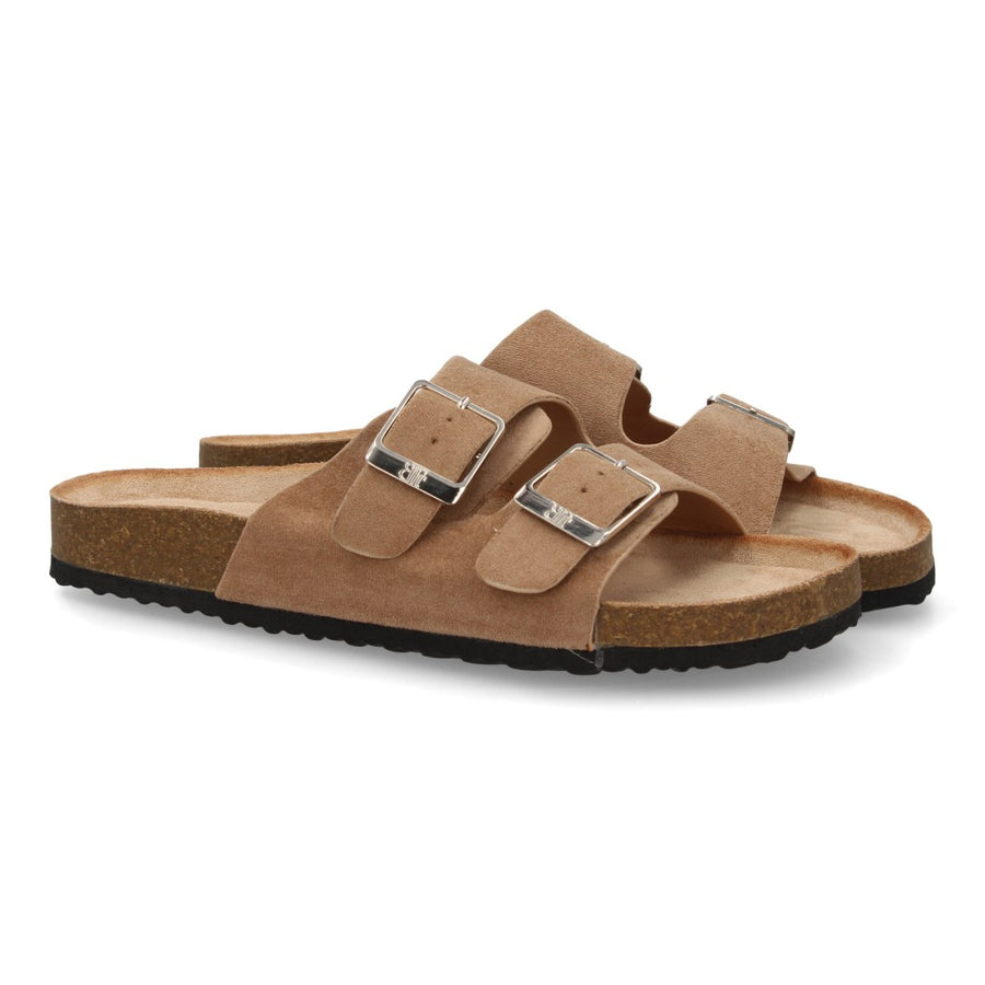 Sandalia plana de mujer con planta de anatómica de bio - Nude