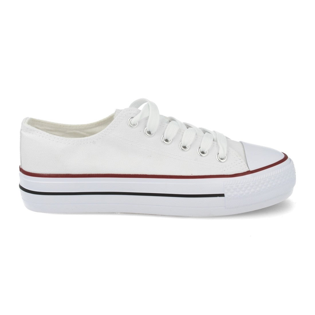 Zapatilla plana clásica de punta redonda con cordones - Blanco