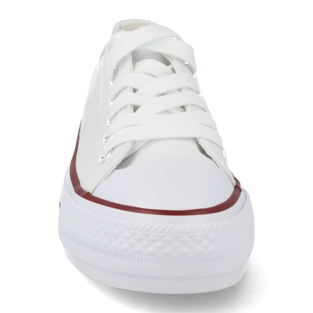 Zapatilla plana clásica de punta redonda con cordones - Blanco