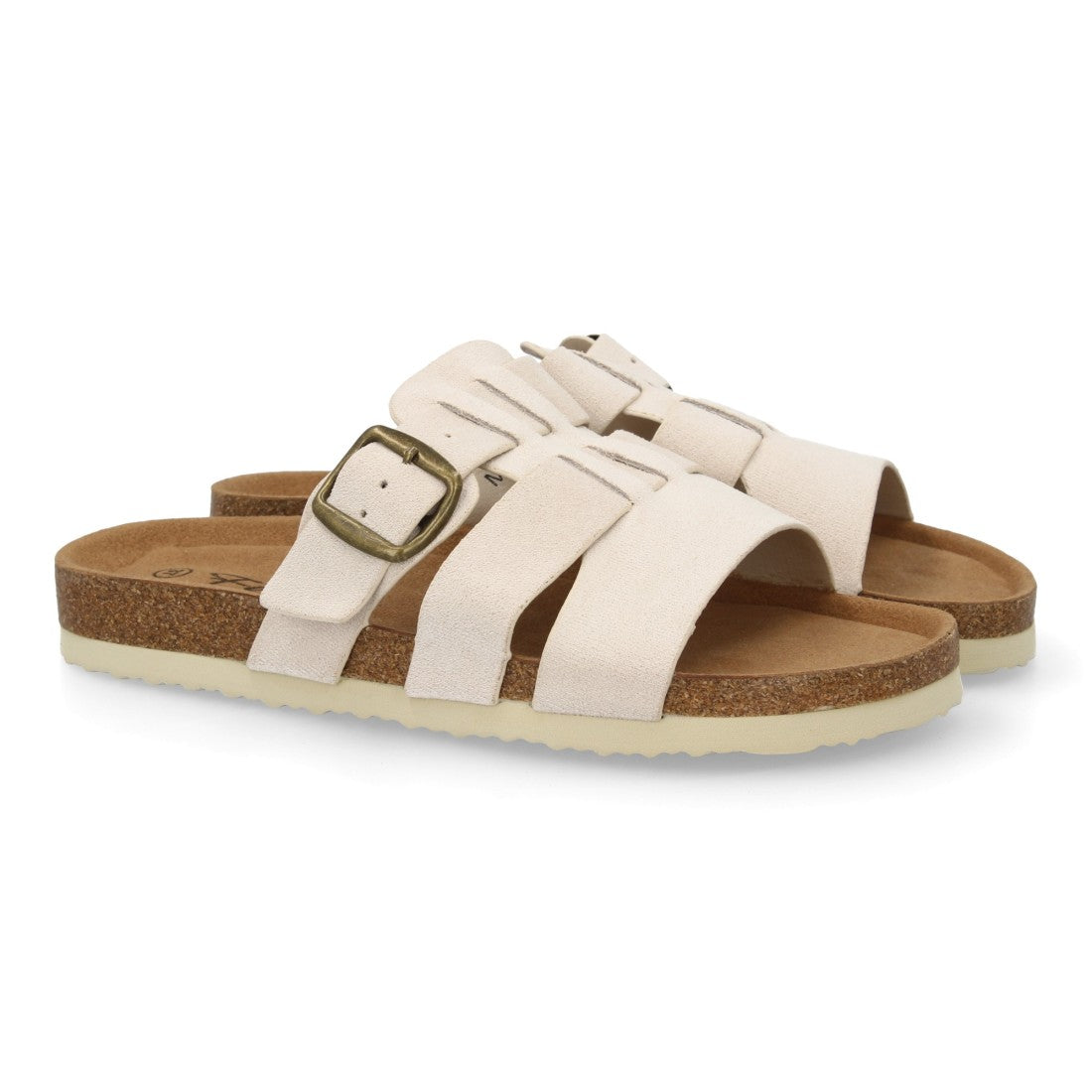 Sandalia plana de mujer con planta anatómica - Beige (Ref. M295)