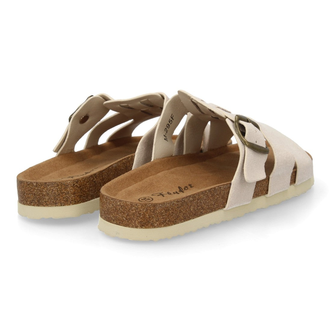 Sandalia plana de mujer con planta anatómica - Beige (Ref. M295)