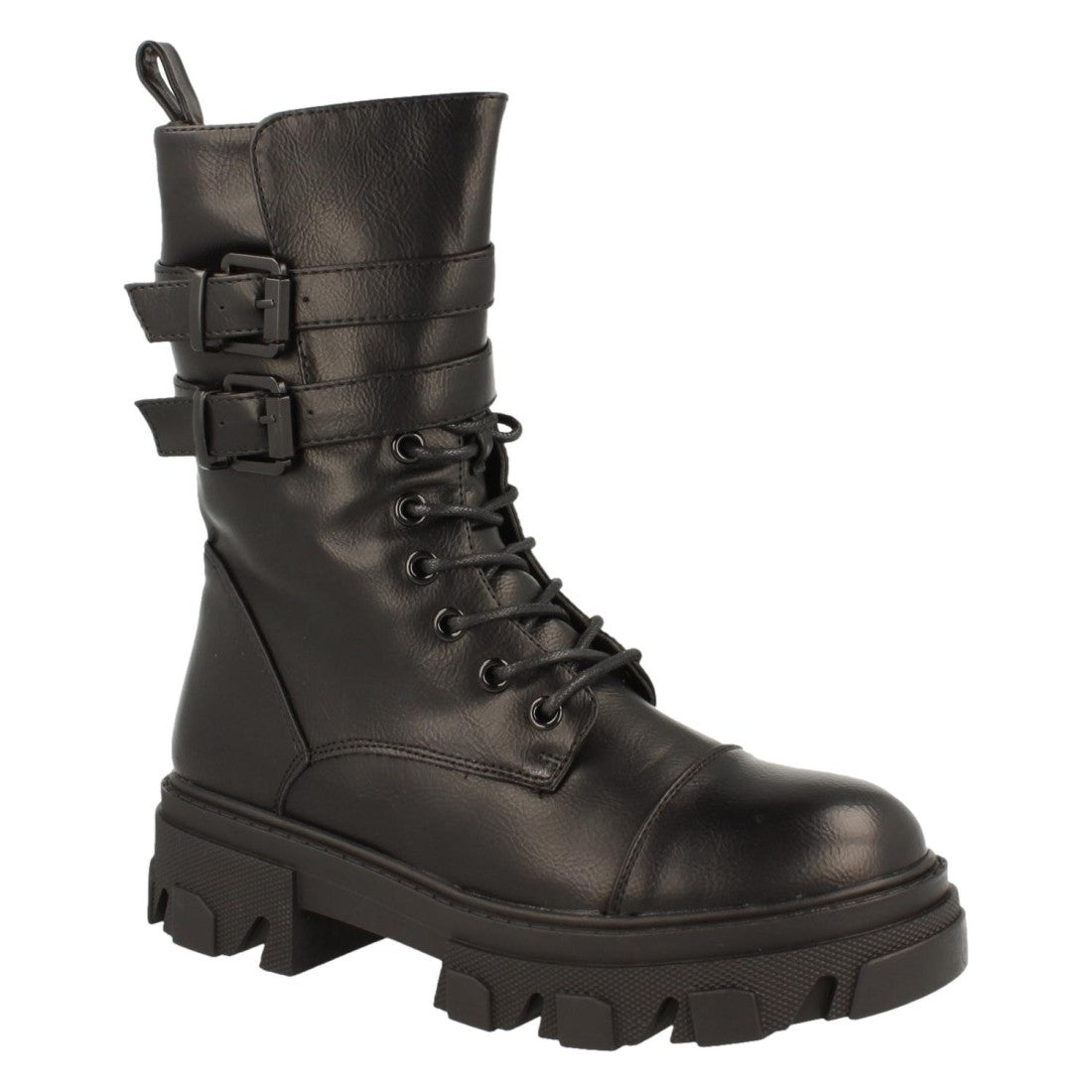 Bota de plataforma de mujer con tiras con hebillas