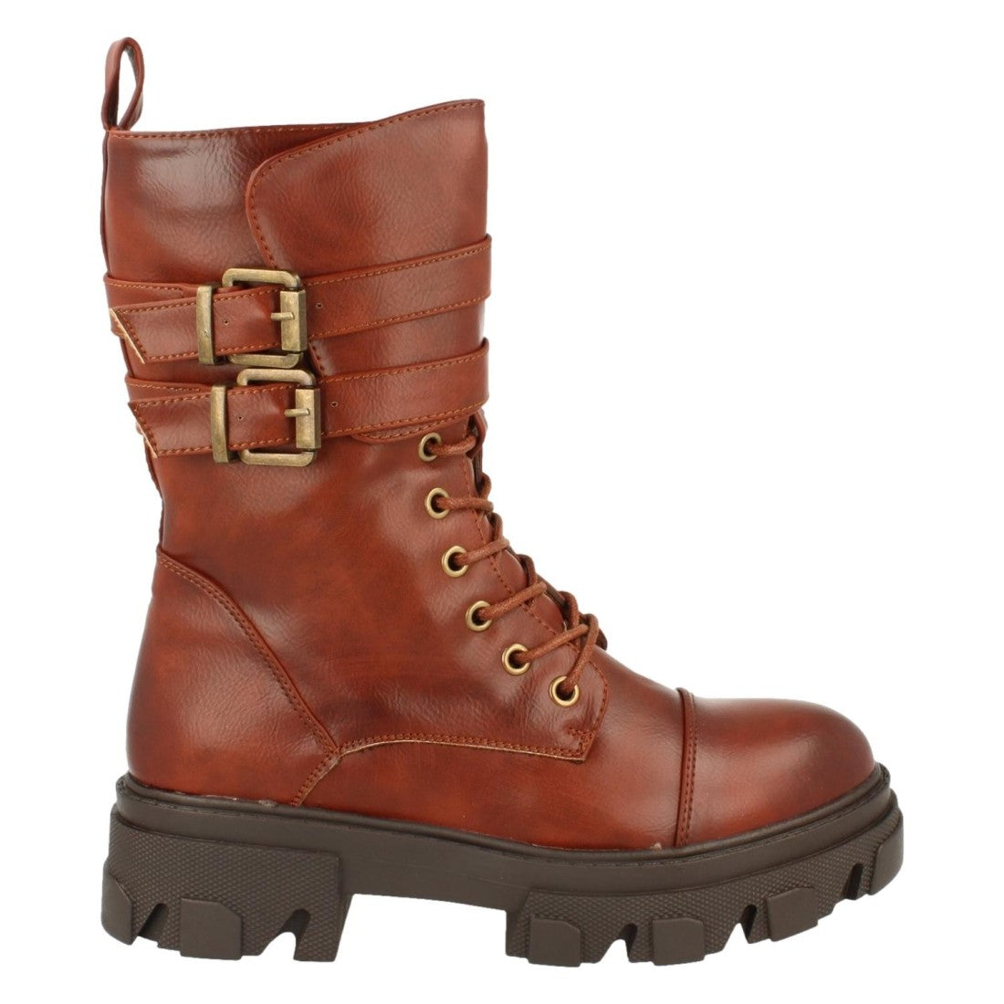 Bota de plataforma de mujer con tiras con hebillas