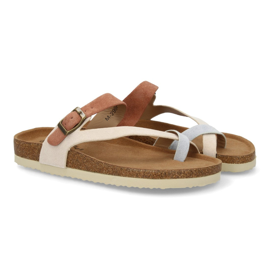 Sandalia bio de mujer con diseño minimalista y tiras finas - Rosa