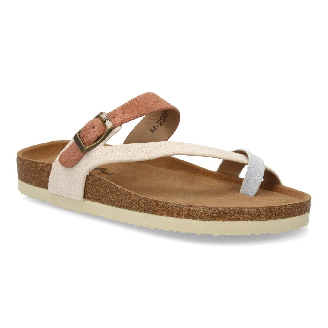 Sandalia bio de mujer con diseño minimalista y tiras finas - Rosa