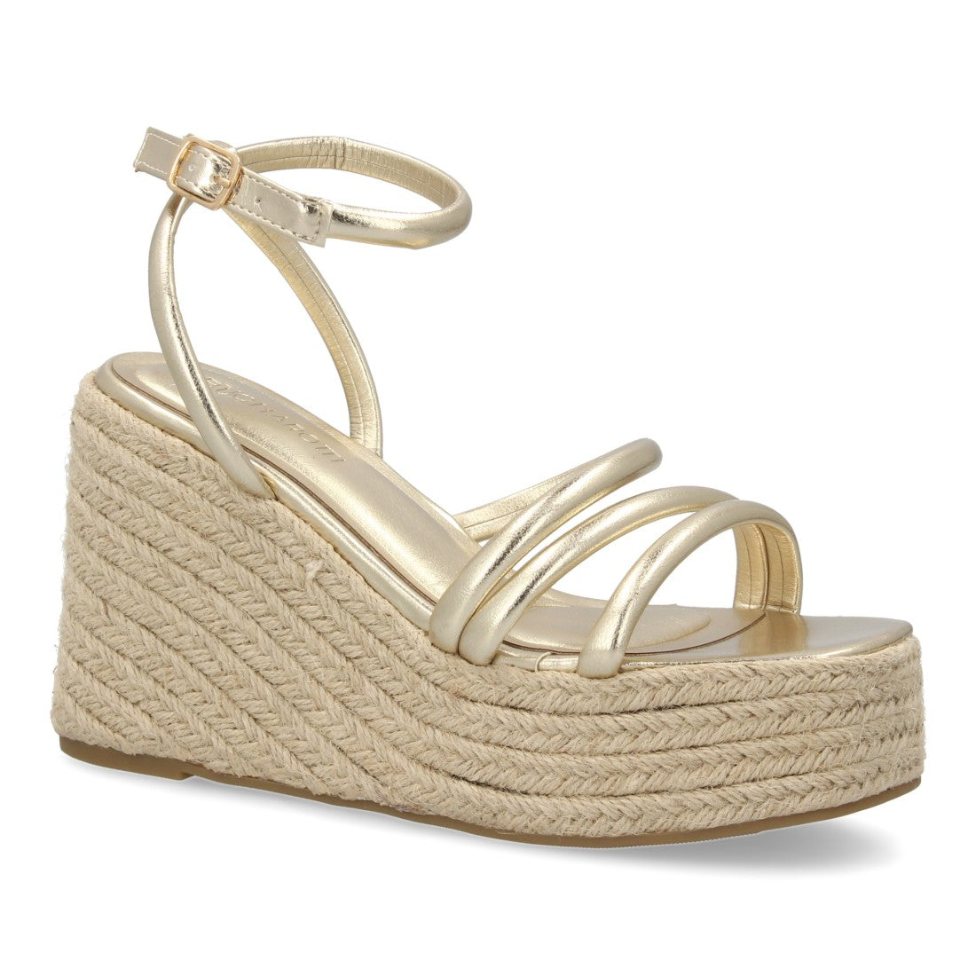 Sandalia de cuña de yute de mujer - Oro (Ref. JC-3125)