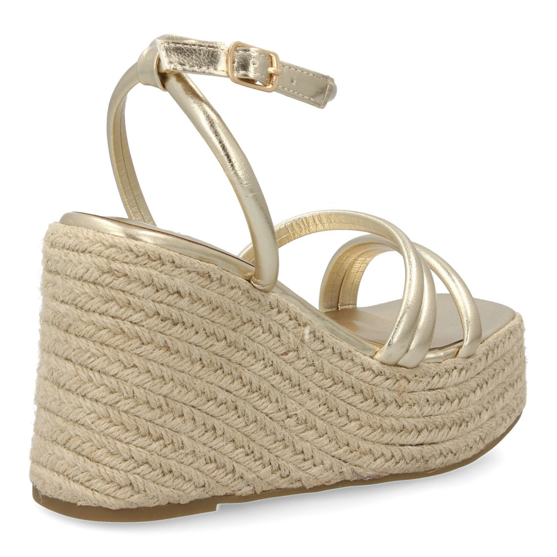 Sandalia de cuña de yute de mujer - Oro (Ref. JC-3125)