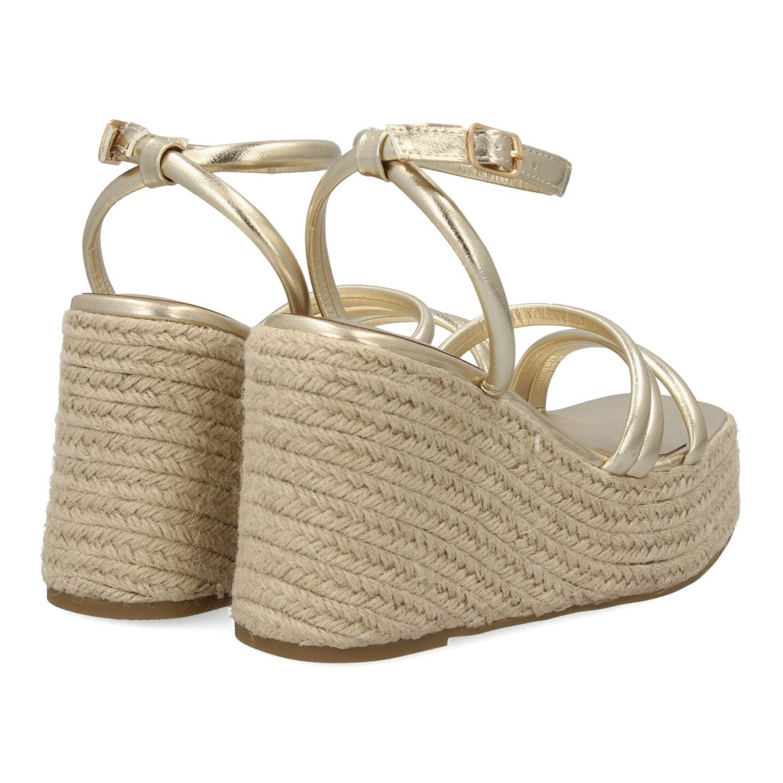Sandalia de cuña de yute de mujer - Oro (Ref. JC-3125)
